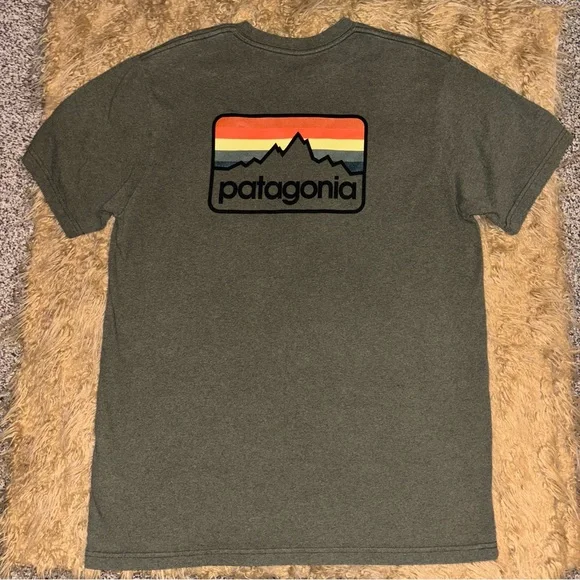 *Patagonia Men's Olive Tee Adventure Ready Hiking Trailwear Outdoor Minimalist L - Picture 4 of 8